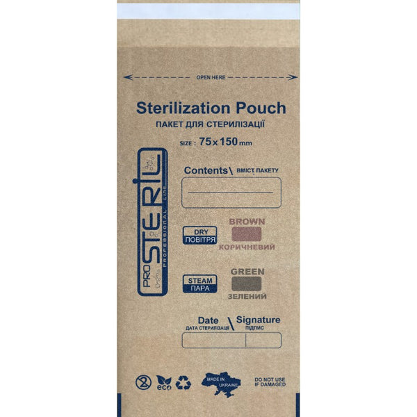 Bolsa esterilización papel kraft 75mm x 150mm 100 uds - ProSteril